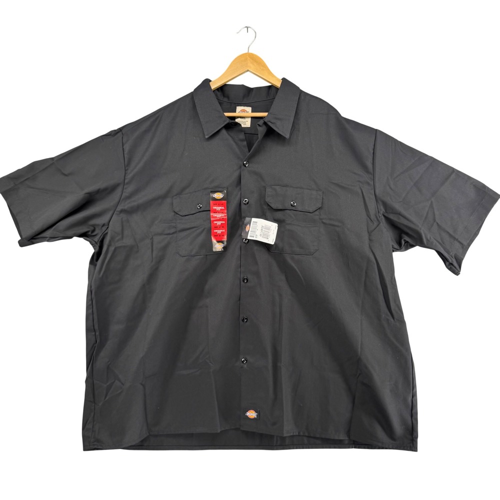 Dickies Work Shirt Mens 4XL Black Short Sleeve Original Fit 1574BK